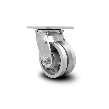 Service Caster 4 Inch V Groove Semi Steel Wheel Swivel Caster with Roller Bearing SCC SCC-30CS420-VGR